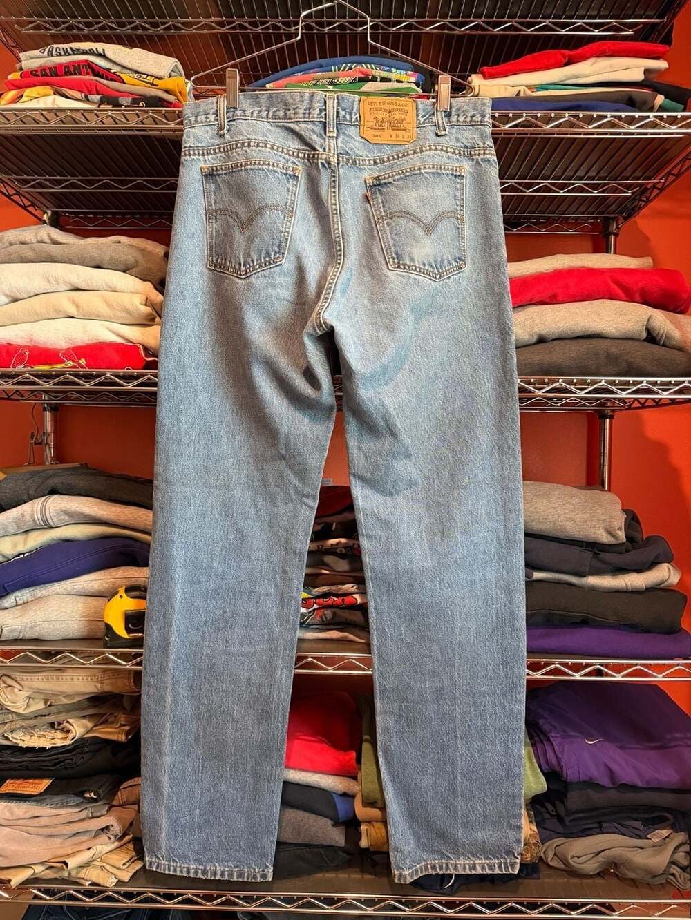90s Levi's 505 Jeans 36x34 Blue Denim Regular Straight Fit (34x32) Orange Tab